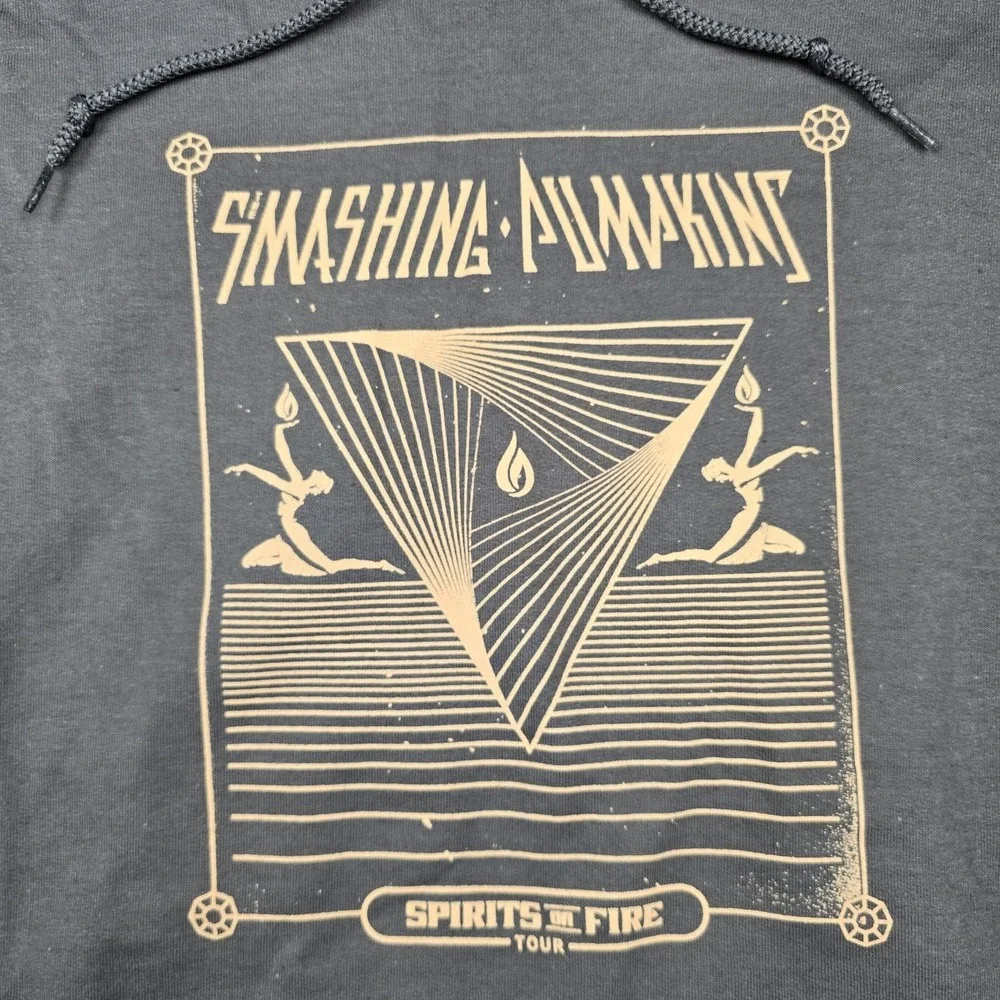 Smashing Pumpkins Hoodie Mens XL Gray Spirits On Fire Tour Gildan Pullover New